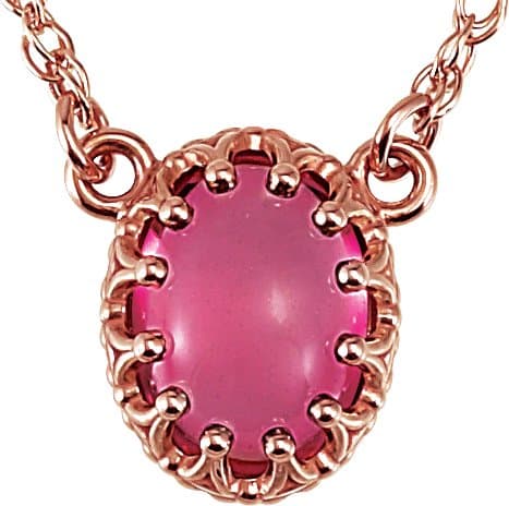 14K Rose 8x6 mm Oval Natural Pink Tourmaline 18 Necklace