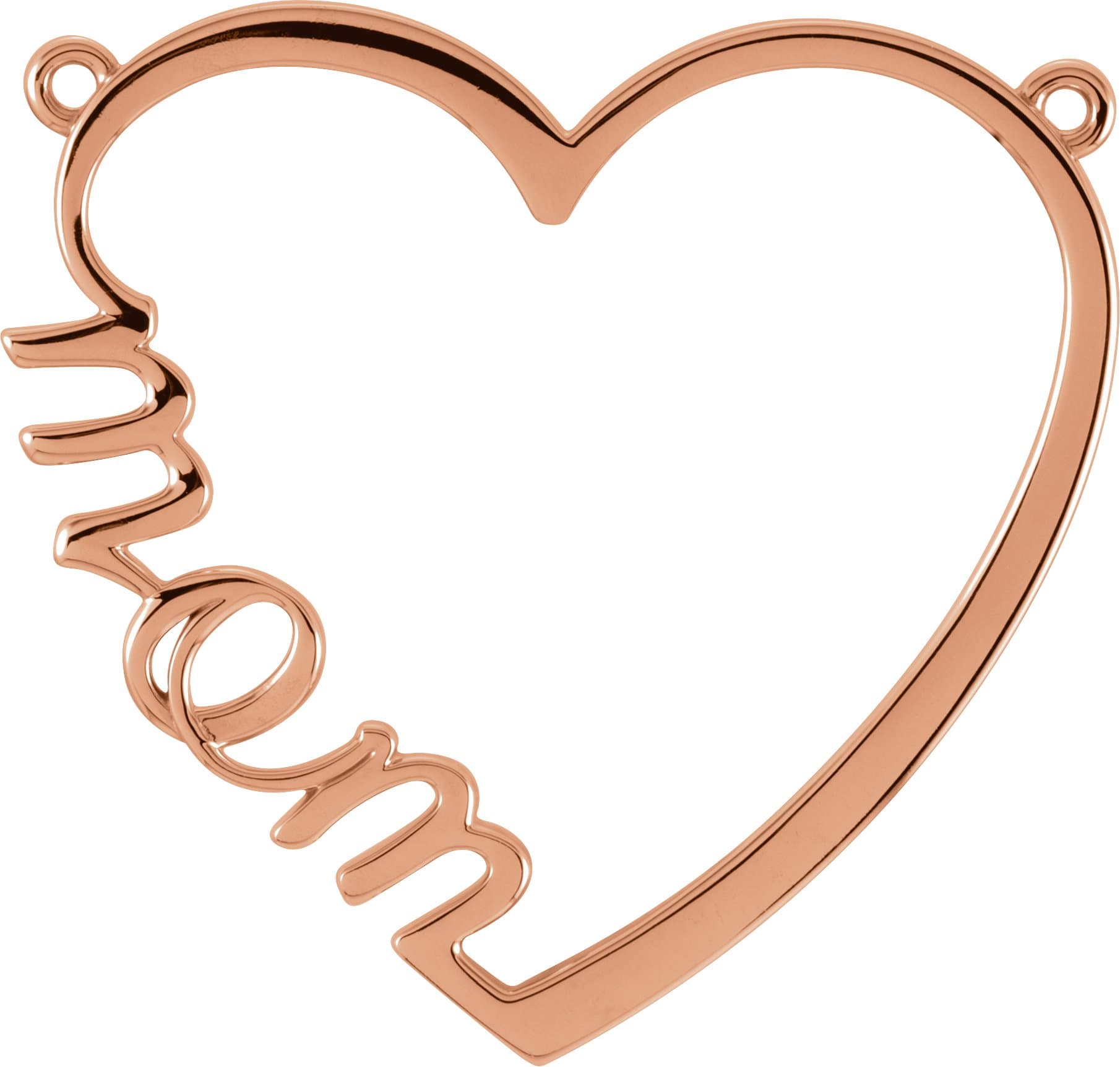 14K Rose Gold "Mom" Heart 17" Necklace