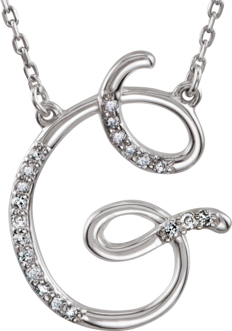 Sterling Silver .08 CTW Natural Diamond Initial E 16 Necklace