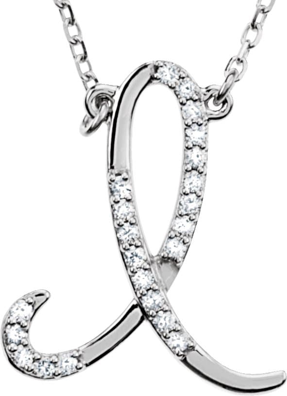 Sterling Silver .08 CTW Natural Diamond Initial C 16" Necklace
