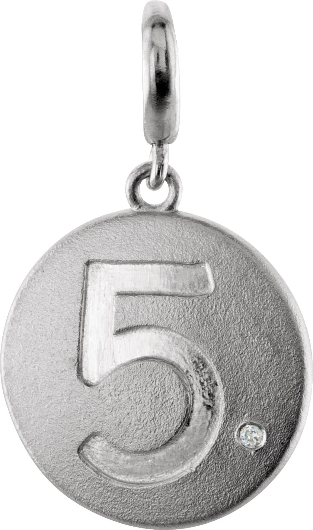 14K White Gold Accented Numeral 0 Charm/Pendant Mounting