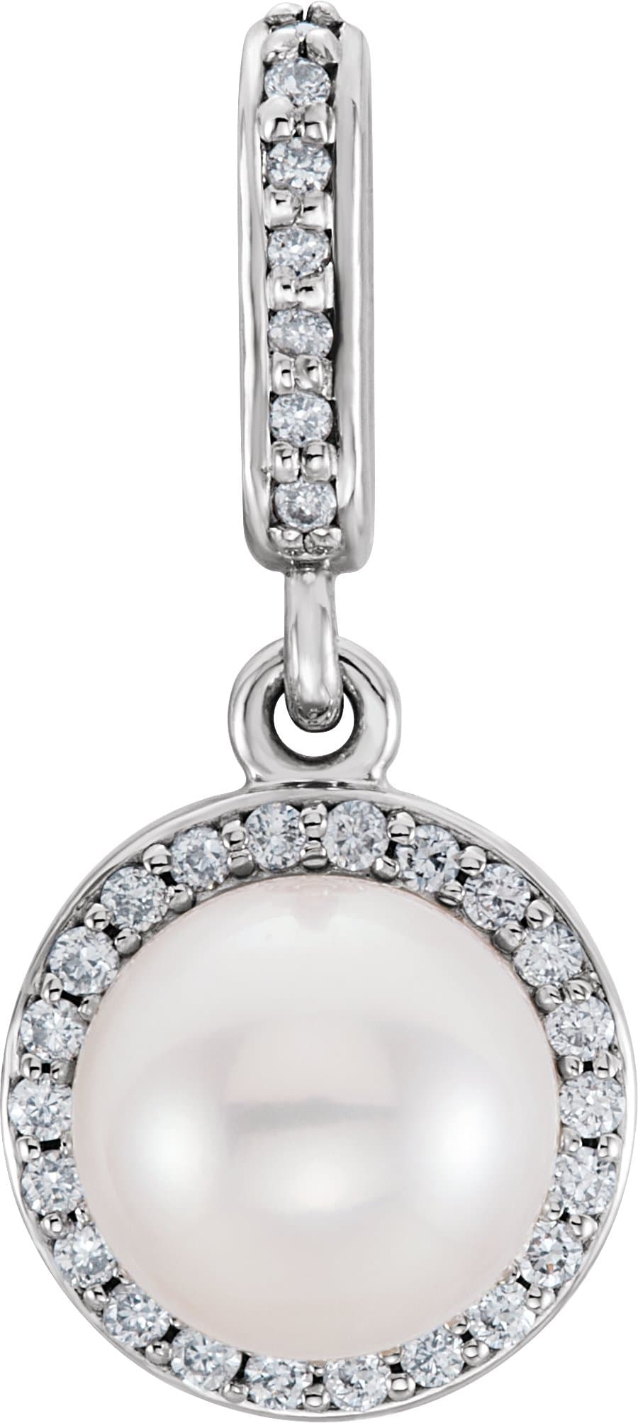 14K Rose Cultured White Freshwater Pearl & .06 CTW Natural Diamond Pendant