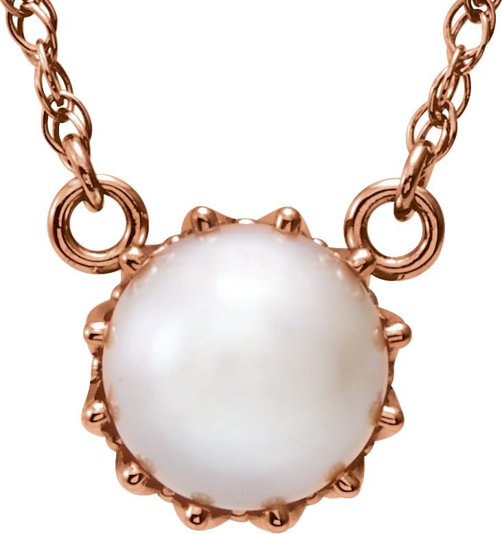 14K Rose Cultured White Freshwater Pearl 18 Necklace