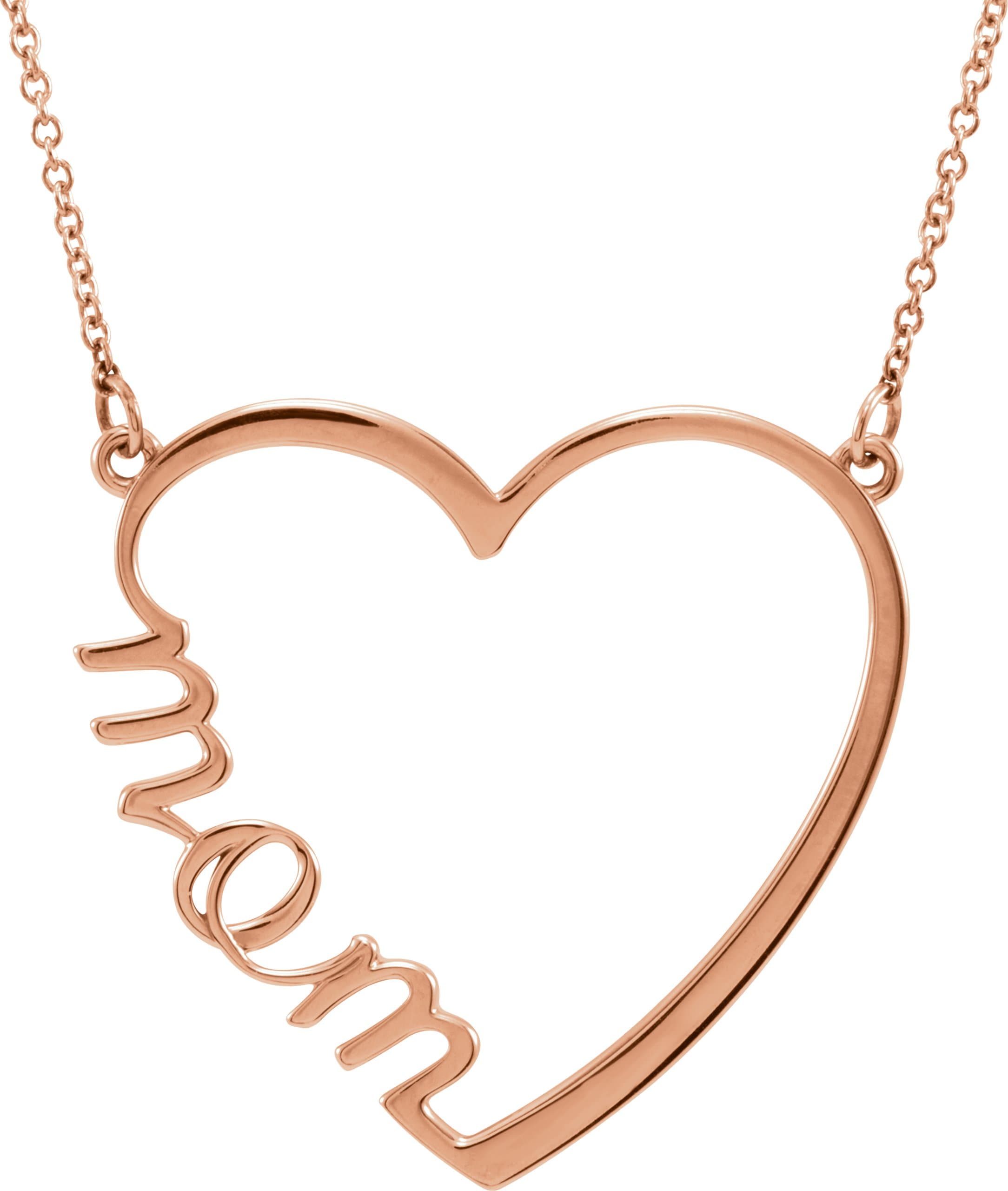 14K Rose Mom Heart 17 Necklace