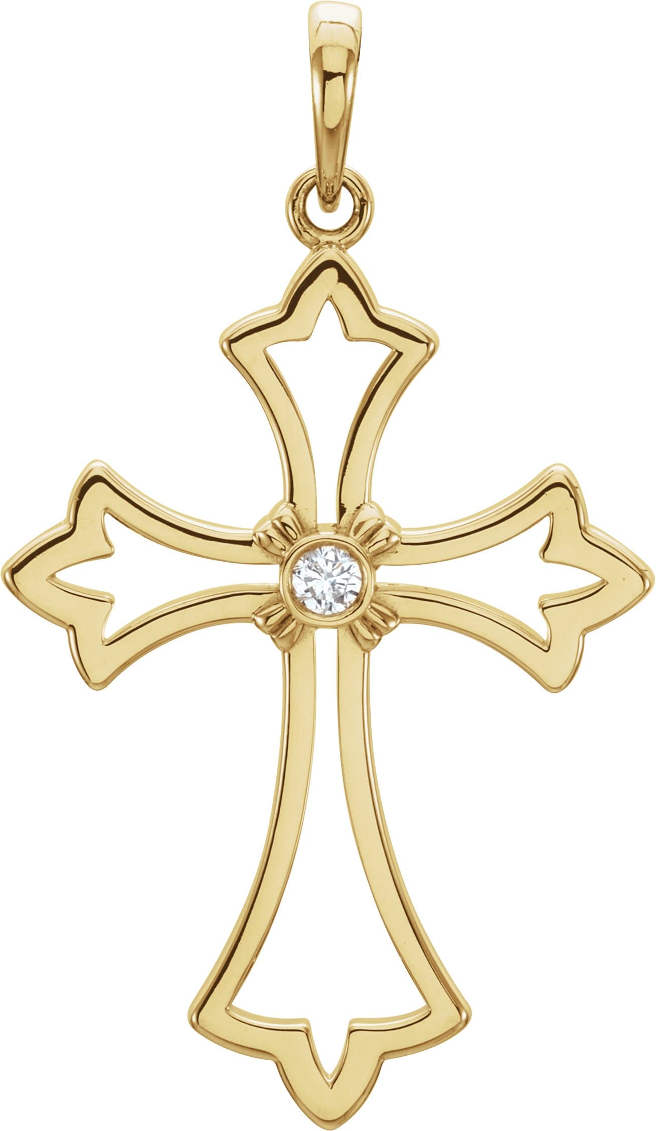 14K Rose .03 CT Natural Diamond Cross Pendant