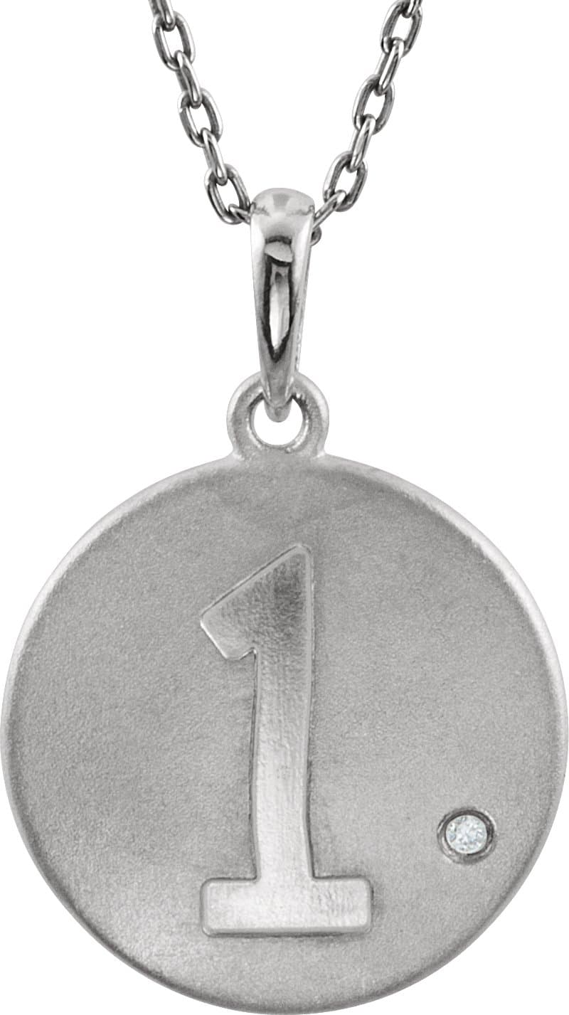 Sterling Silver .005 CT Natural Diamond Numeral 0 18 Necklace