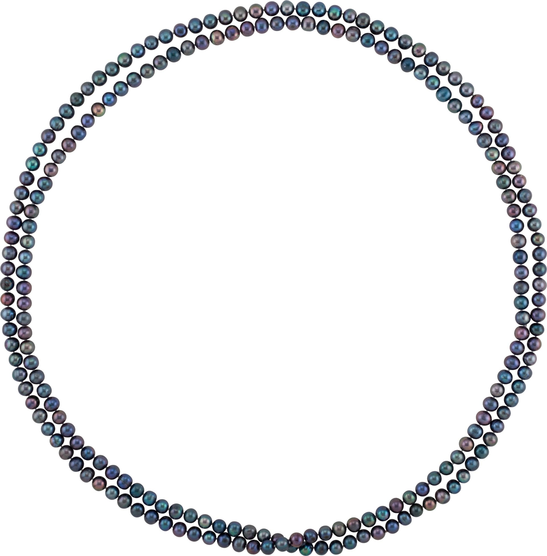 8-8.5 mm Cultured Black Freshwater Pearl 72 Rope Necklace