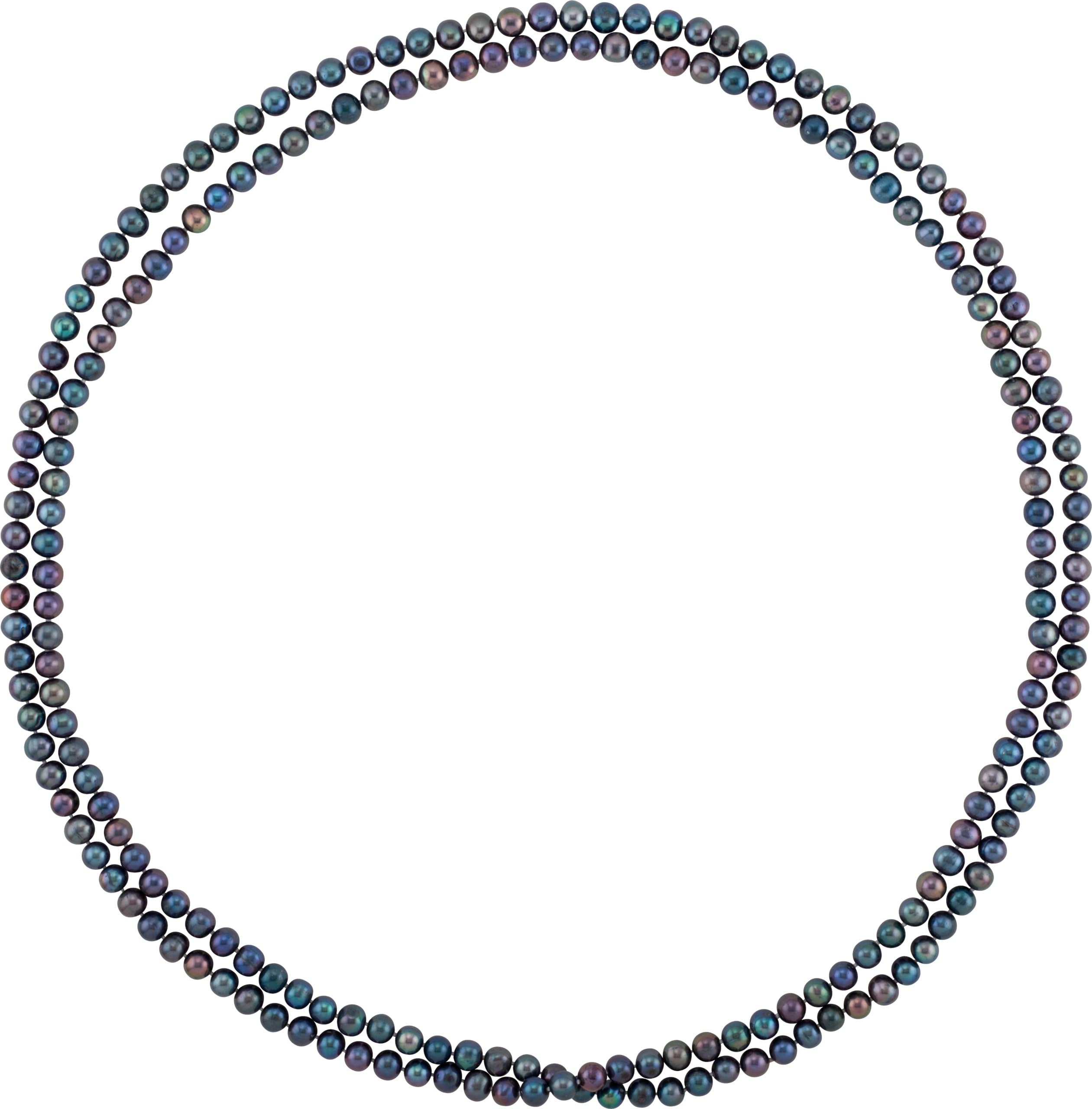 8-8.5 mm Cultured Black Freshwater Pearl 72 Rope Necklace