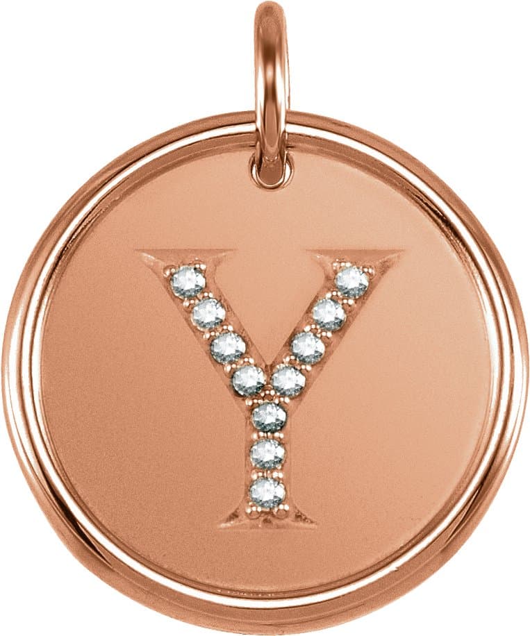 14K Rose Gold .04 CTW Natural Diamond Posh Mommy® Initial I Pendant