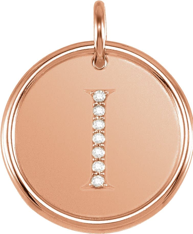 14K Rose .04 CTW Natural Diamond Posh Mommy® Initial I Pendant