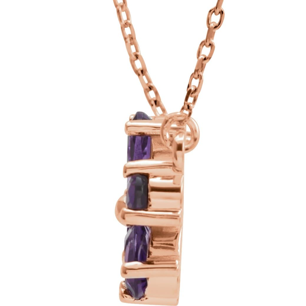 14K Rose Natural Amethyst Flower 16" Necklace view 2