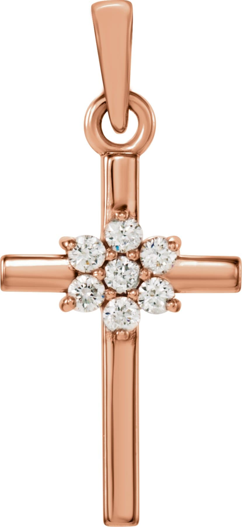 14K Rose .06 CTW Natural Diamond Cross Pendant