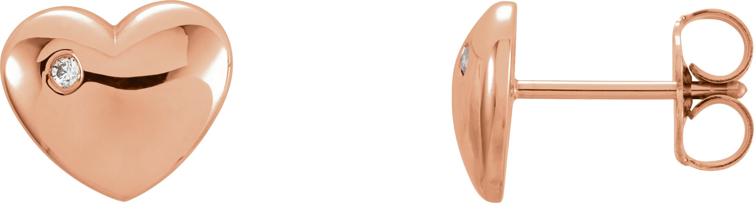 14K Rose .02 CTW Natural Diamond Puffed Heart Earrings