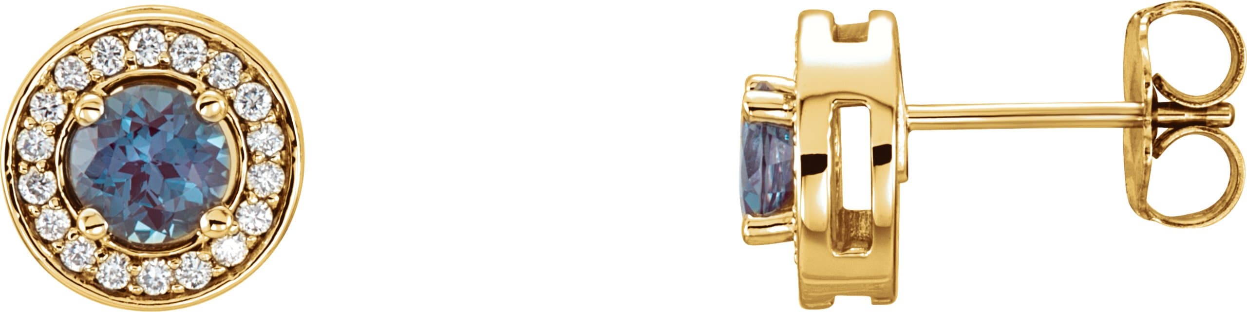 14K White Lab-Grown Alexandrite & 1/5 CTW Natural Diamond Earrings