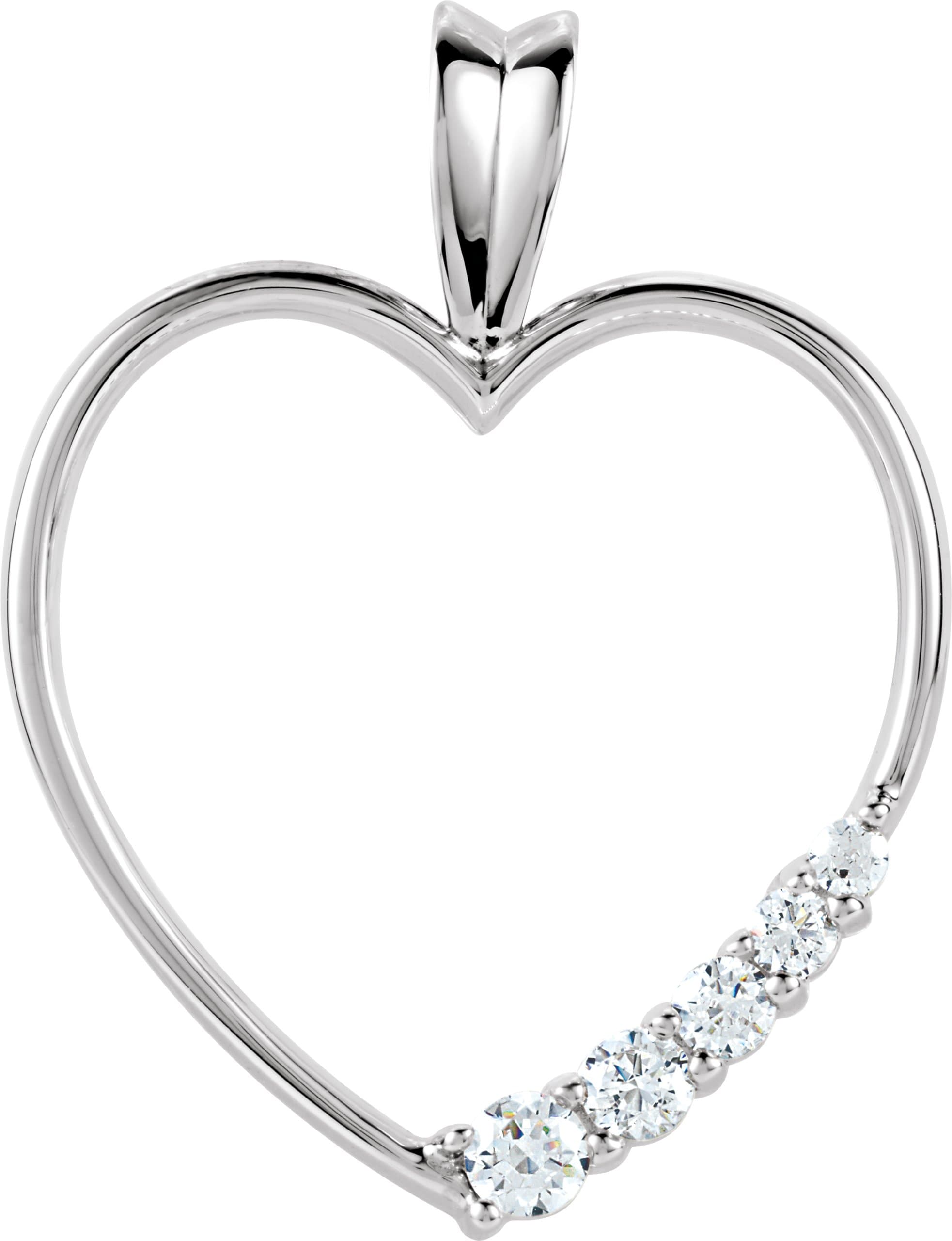 18K White 1/5 CTW Natural Diamond Journey Heart Pendant