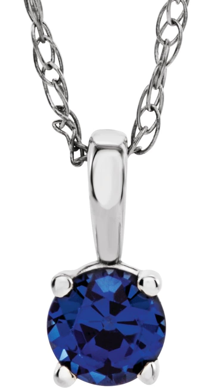 14K White Gold 3 mm Natural Diamond Youth Solitaire 14" Necklace