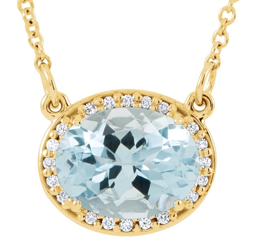 14K White Lab-Grown Alexandrite & .04 CTW Natural Diamond 16 1/2 Necklace