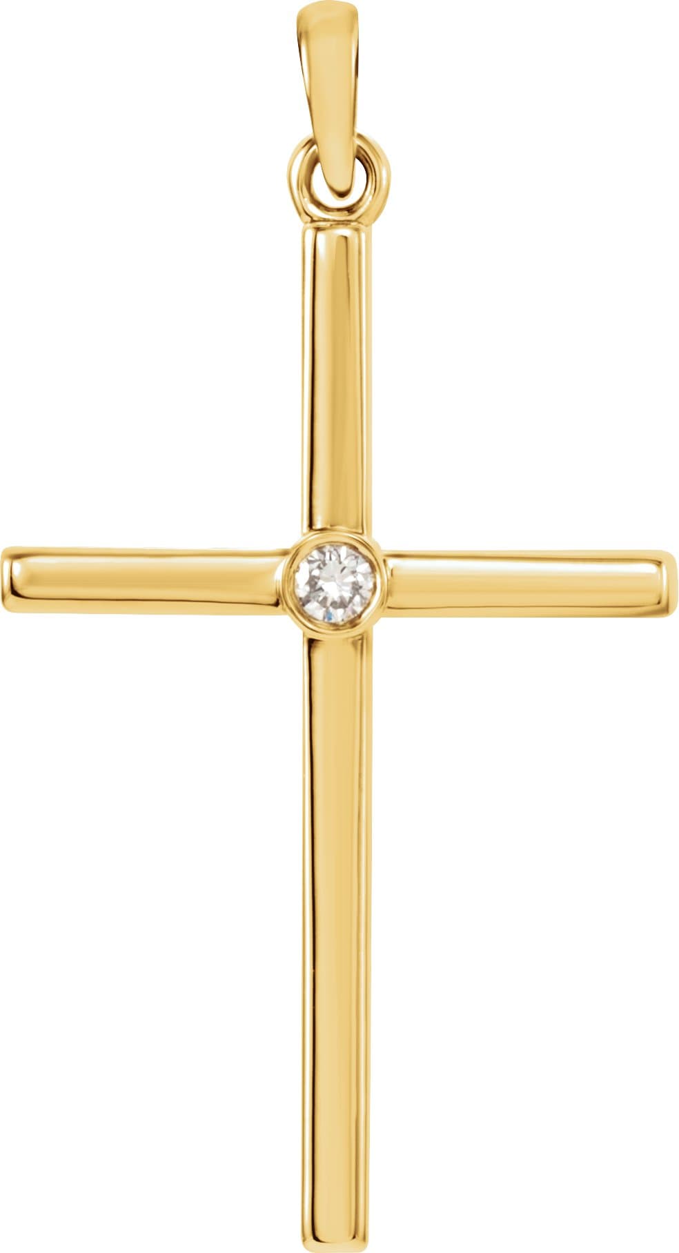 14K Rose .01 CT Natural Diamond Cross Pendant
