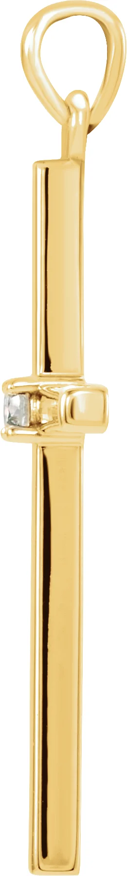 14K Yellow .03 CT Natural Diamond Cross Pendant, view 3