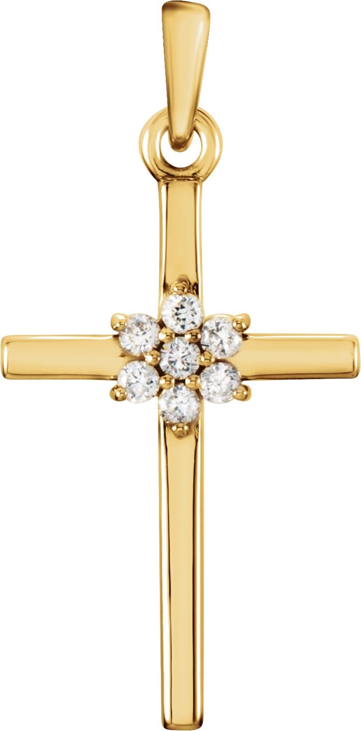 14K Rose .06 CTW Natural Diamond Cross Pendant
