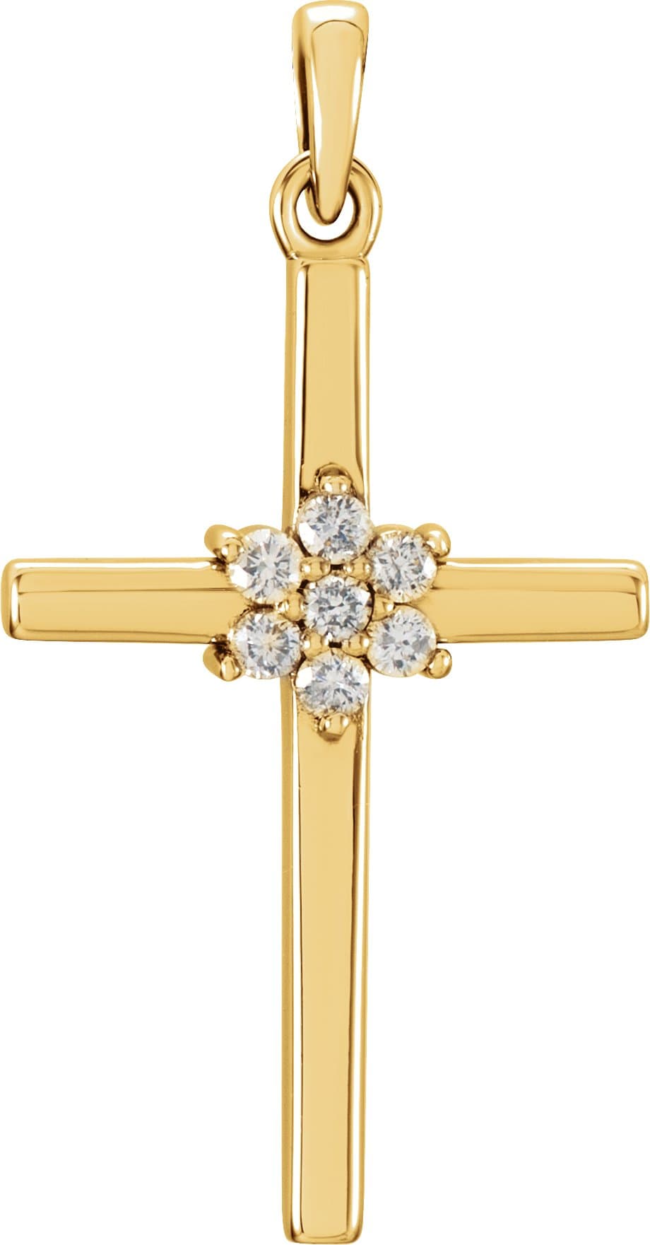 14K White 1/10 CTW Natural Diamond Cross Pendant