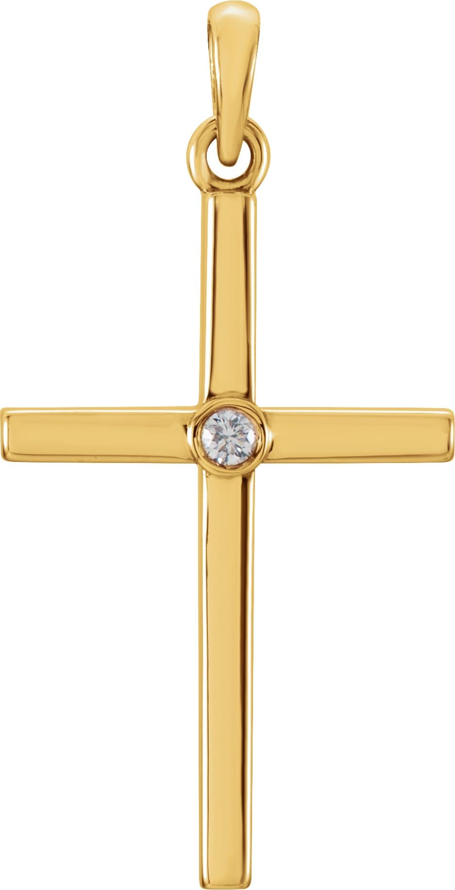 14K Yellow .02 CT Natural Diamond Cross Pendant