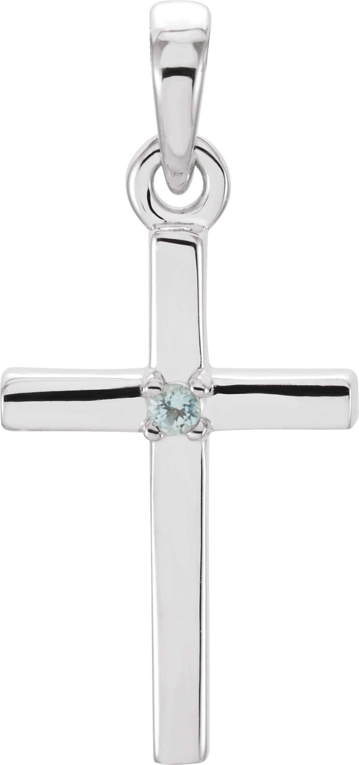 14K White Natural Amethyst Cross Pendant