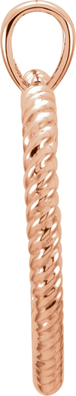14K Rose Rope Heart Pendant, view 3