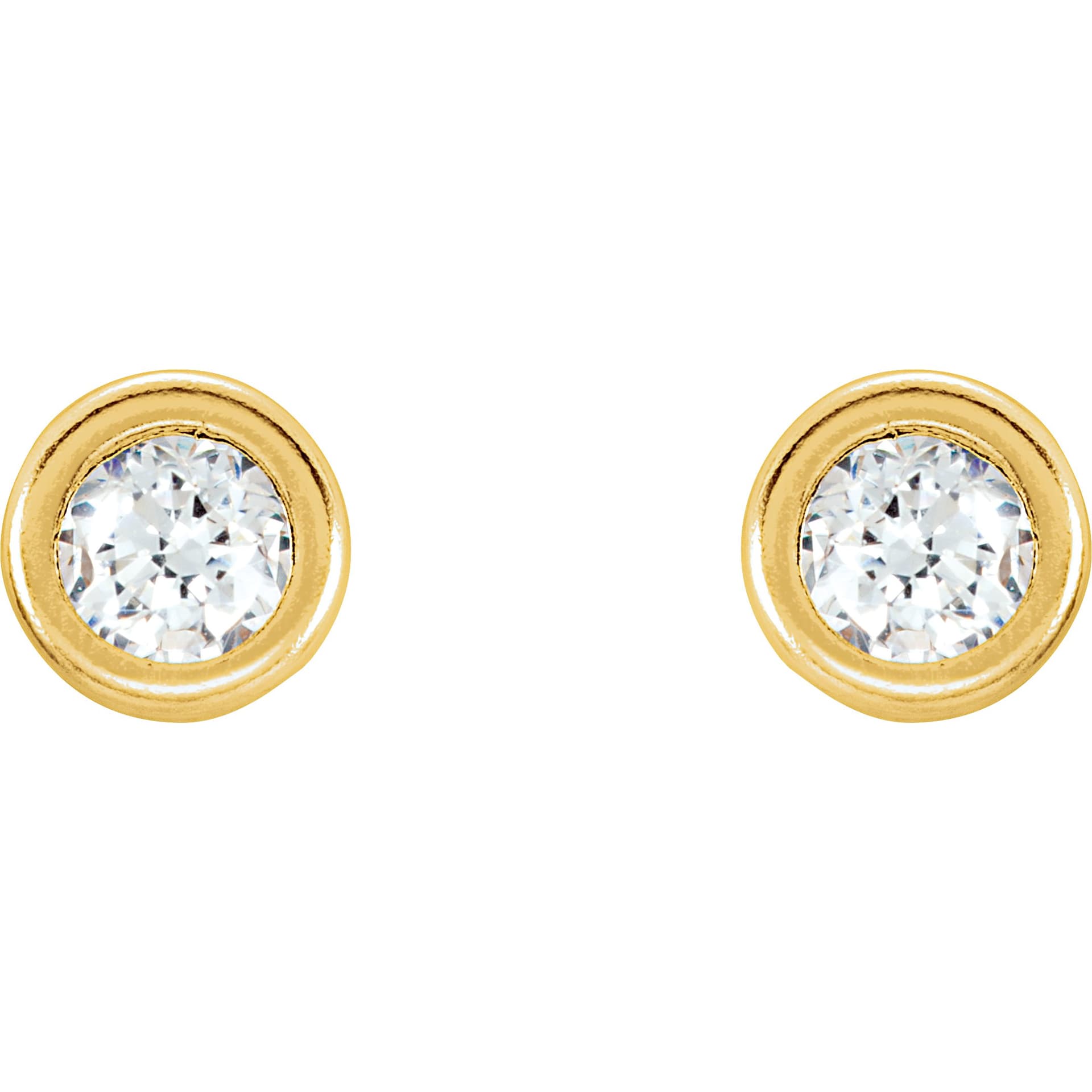 Round Bezel-Set Youth Stud Earrings view 2