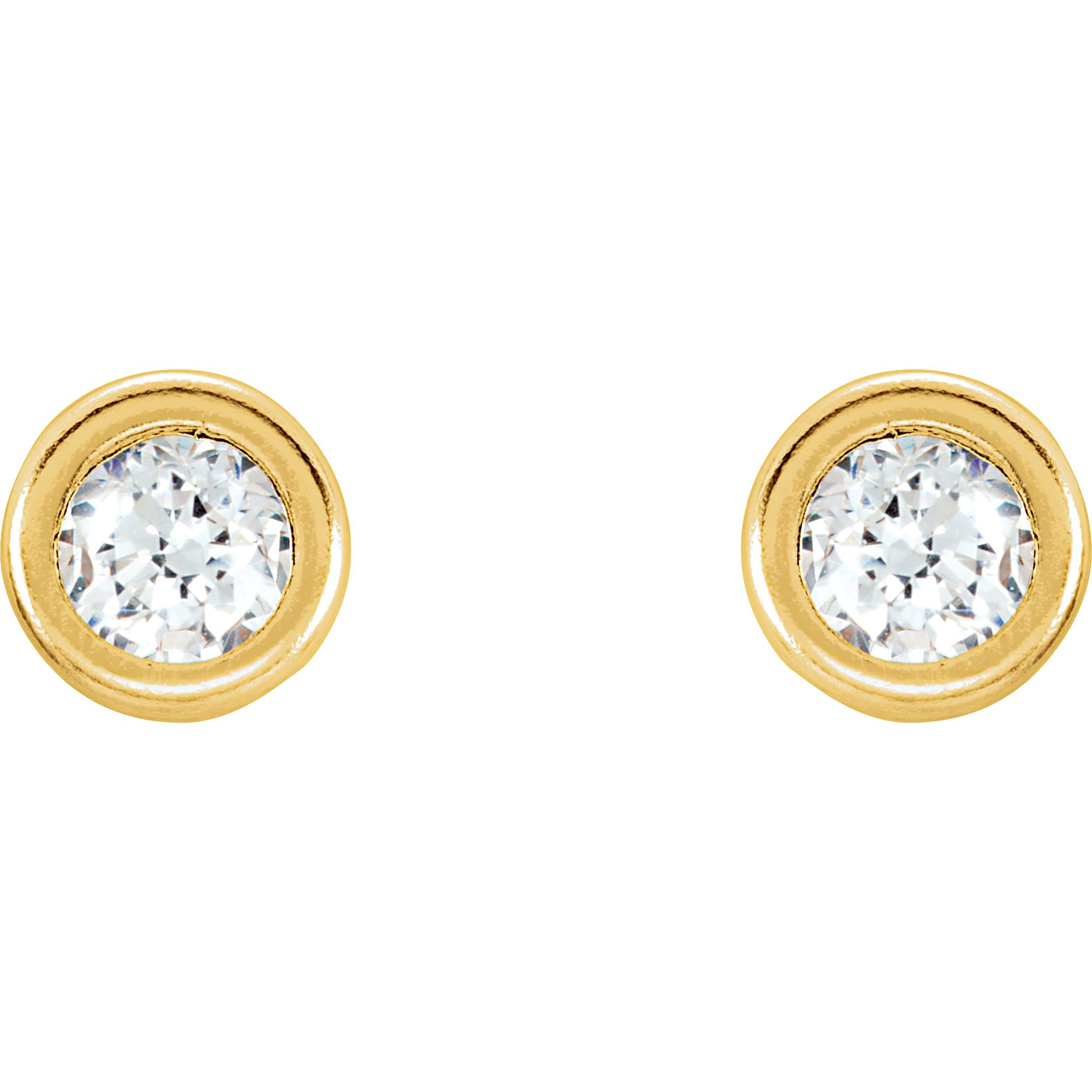 Round Bezel-Set Youth Stud Earrings view 2