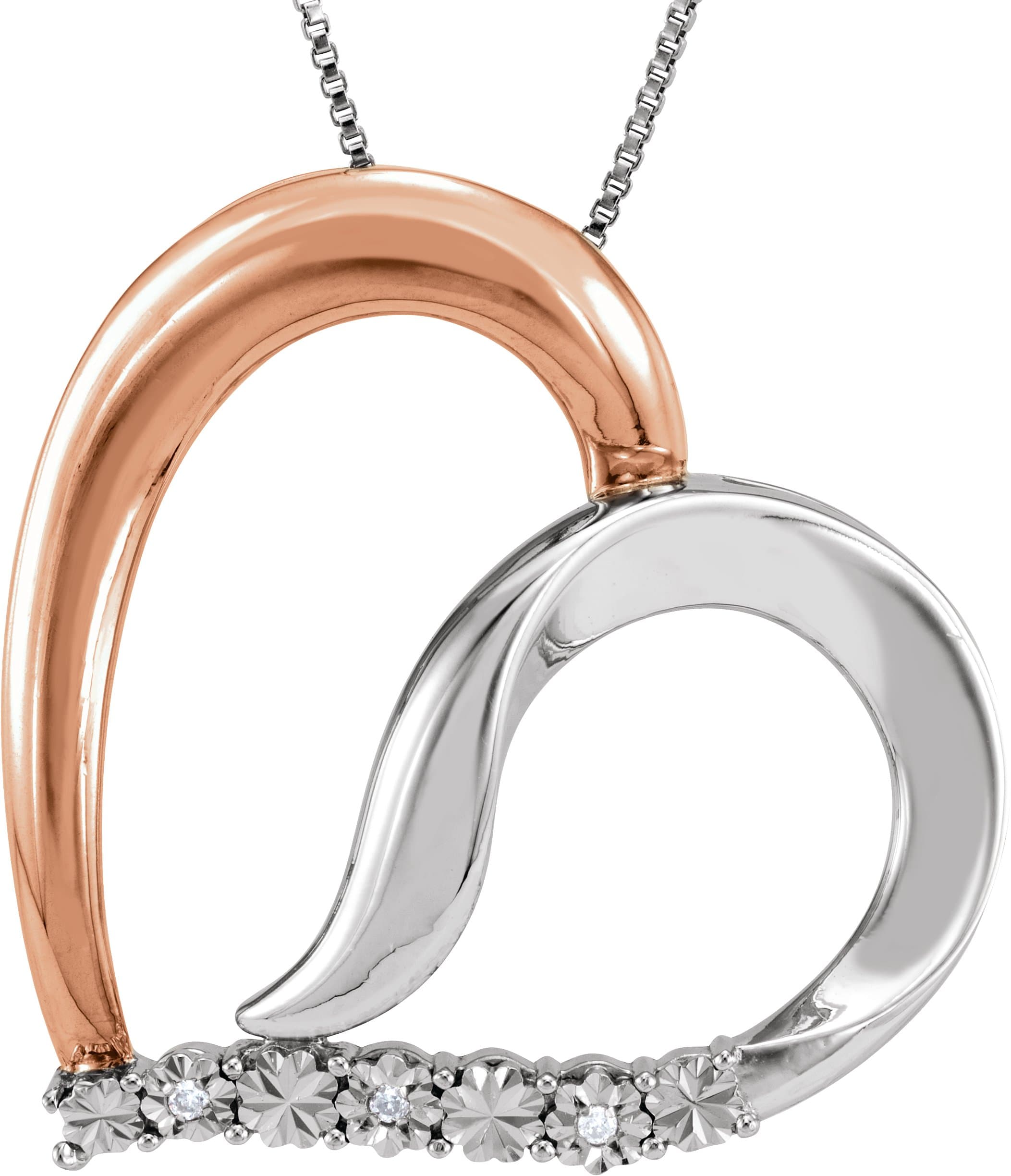 14K Rose Gold-Plated Sterling Silver .02 CTW Natural Diamond Heart 18 Necklace