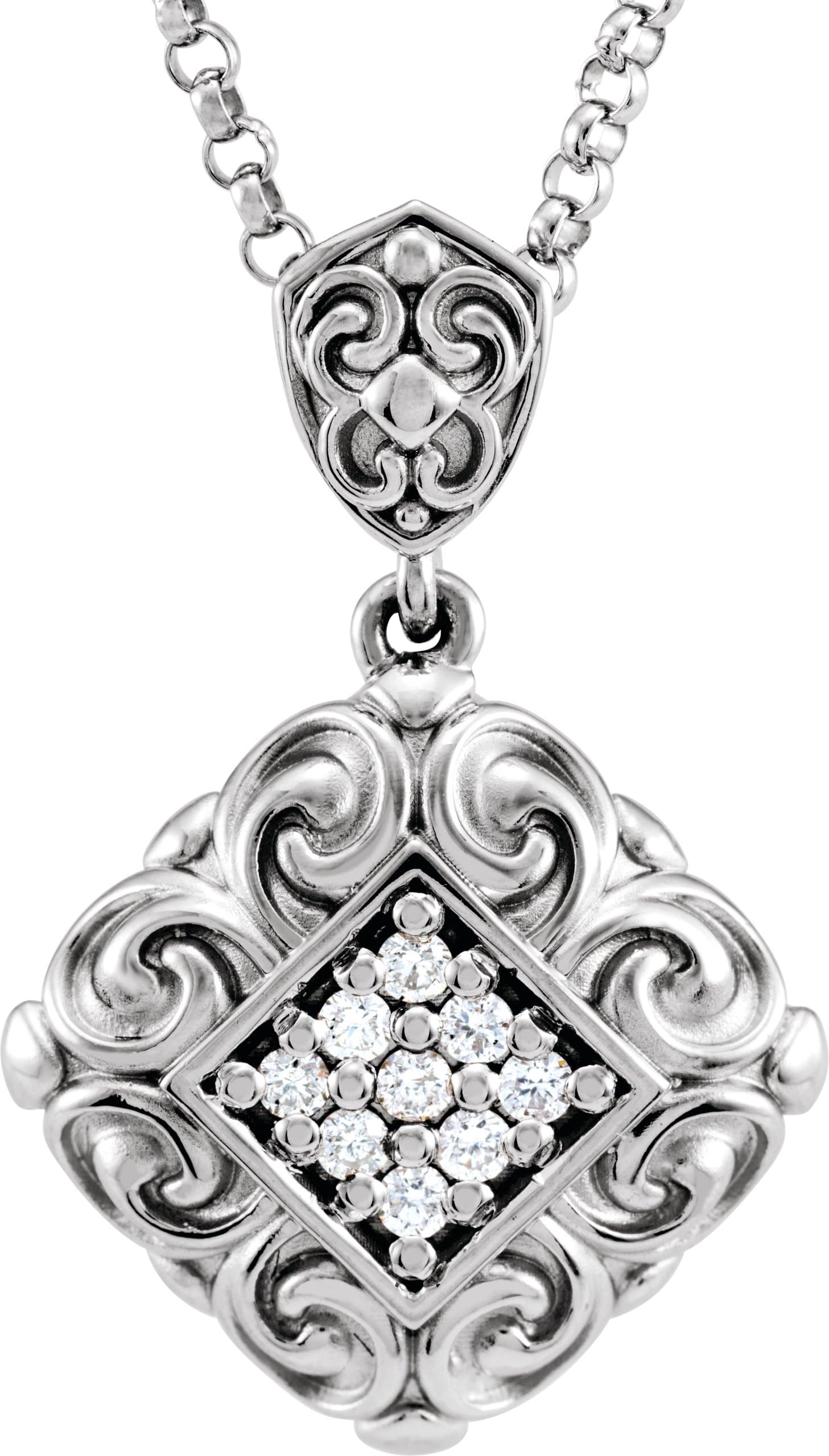14K White 1/8 CTW Natural Diamond 18 Necklace