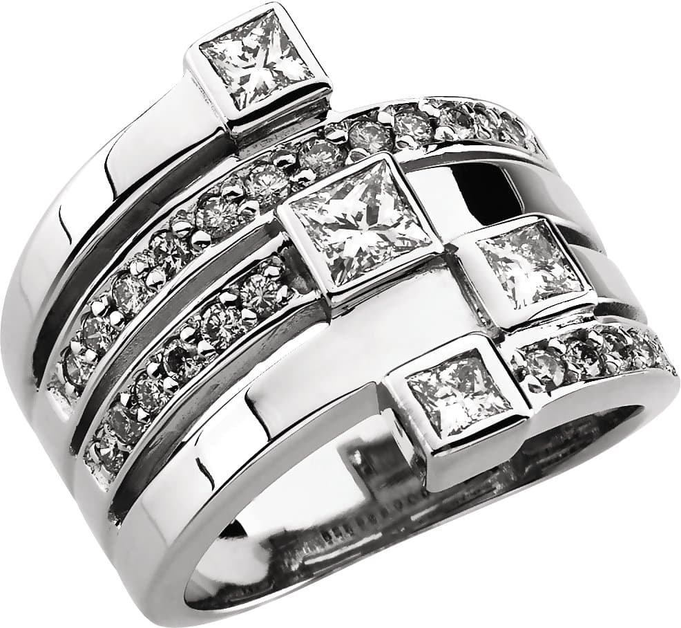 14K White 1 1/3 CTW Natural Diamond Right Hand Ring