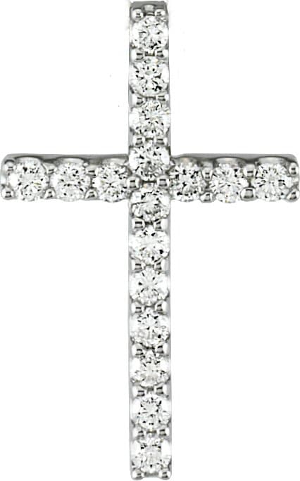 14K White 1/4 CTW Lab-Grown Diamond Petite Cross Pendant