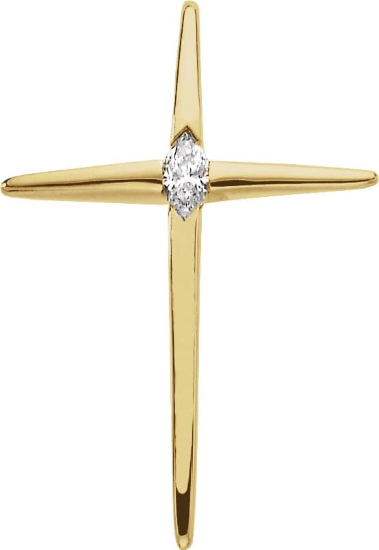 14K Yellow 1/8 CT Natural Diamond Cross Pendant