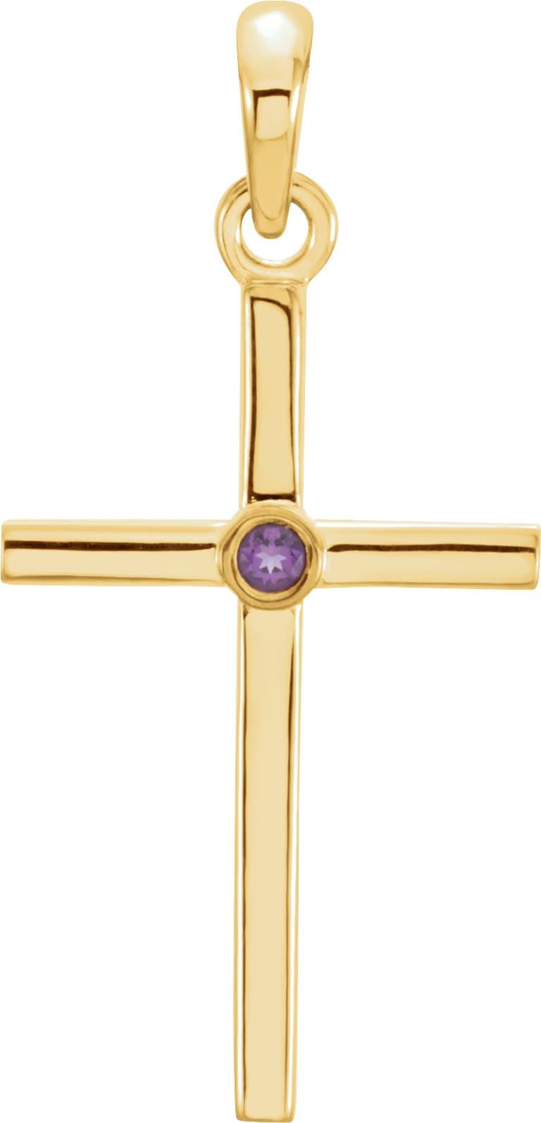 14K White Natural Amethyst Cross Pendant