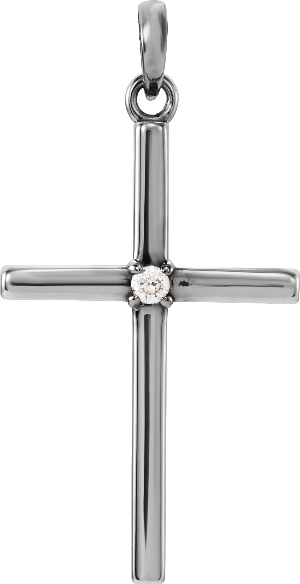 14K Rose .01 CT Natural Diamond Cross Pendant