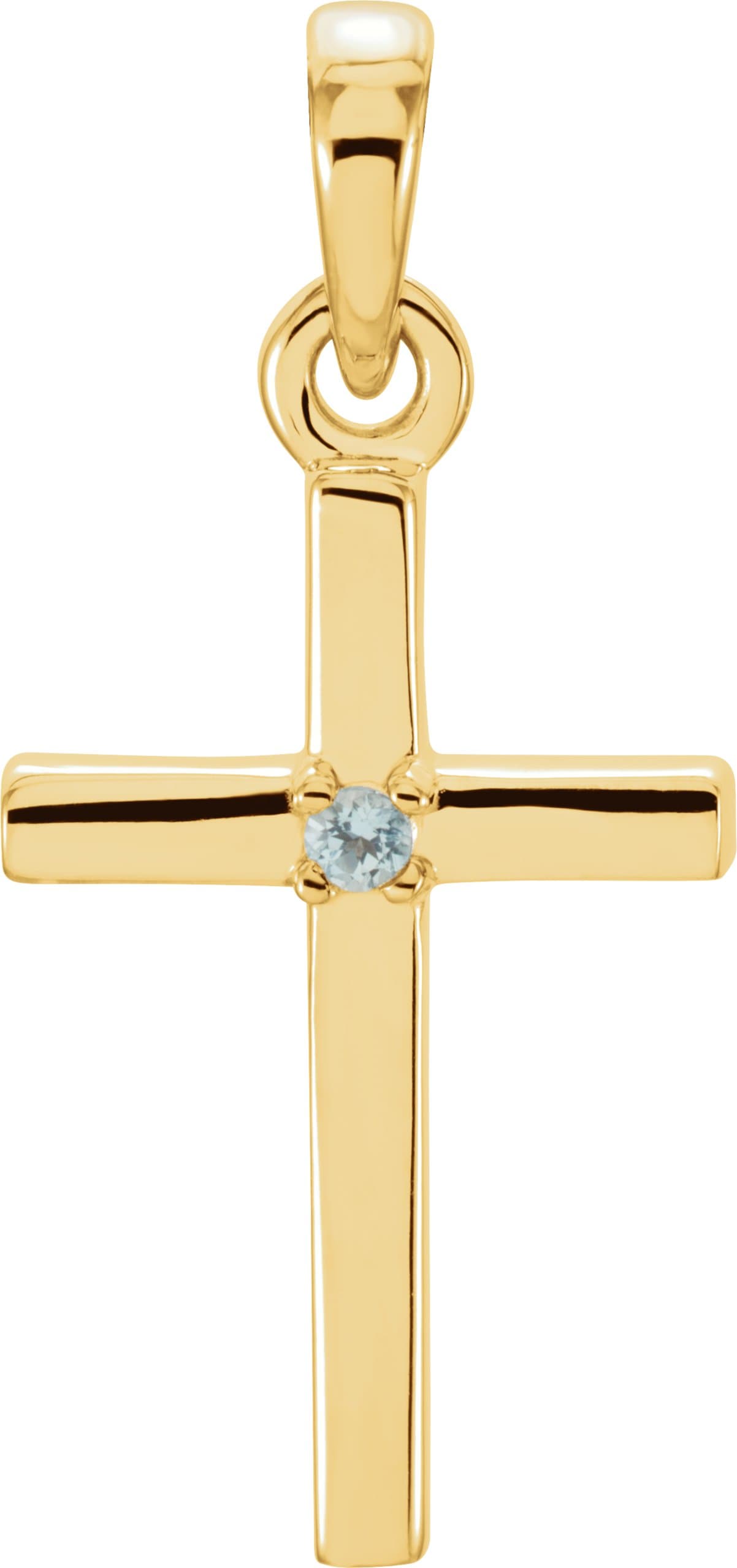 14K White Natural Amethyst Cross Pendant