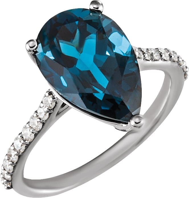 14K Rose Natural London Blue Topaz & 1/4 CTW Natural Diamond Ring