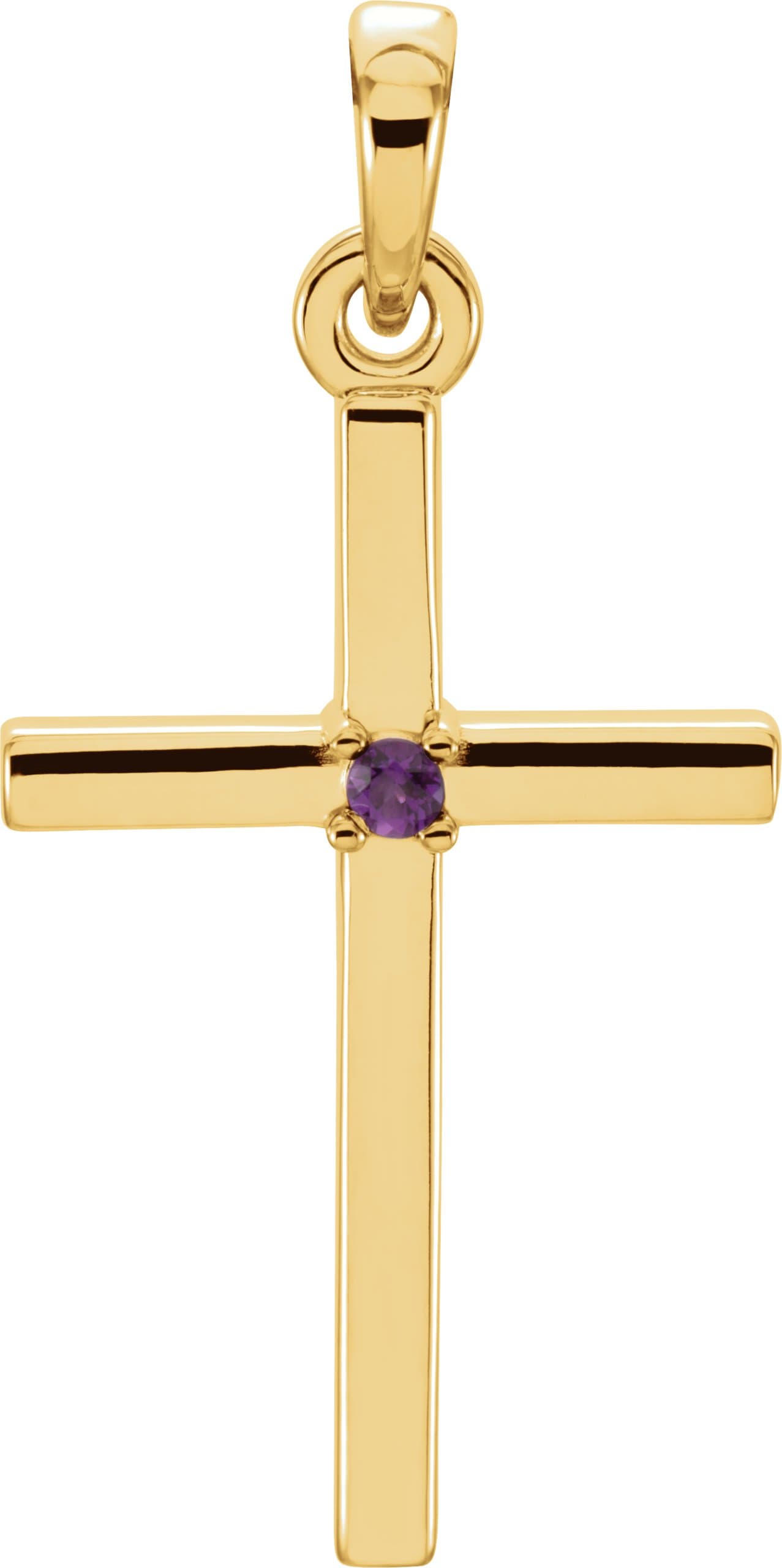 14K White Natural Amethyst Cross Pendant