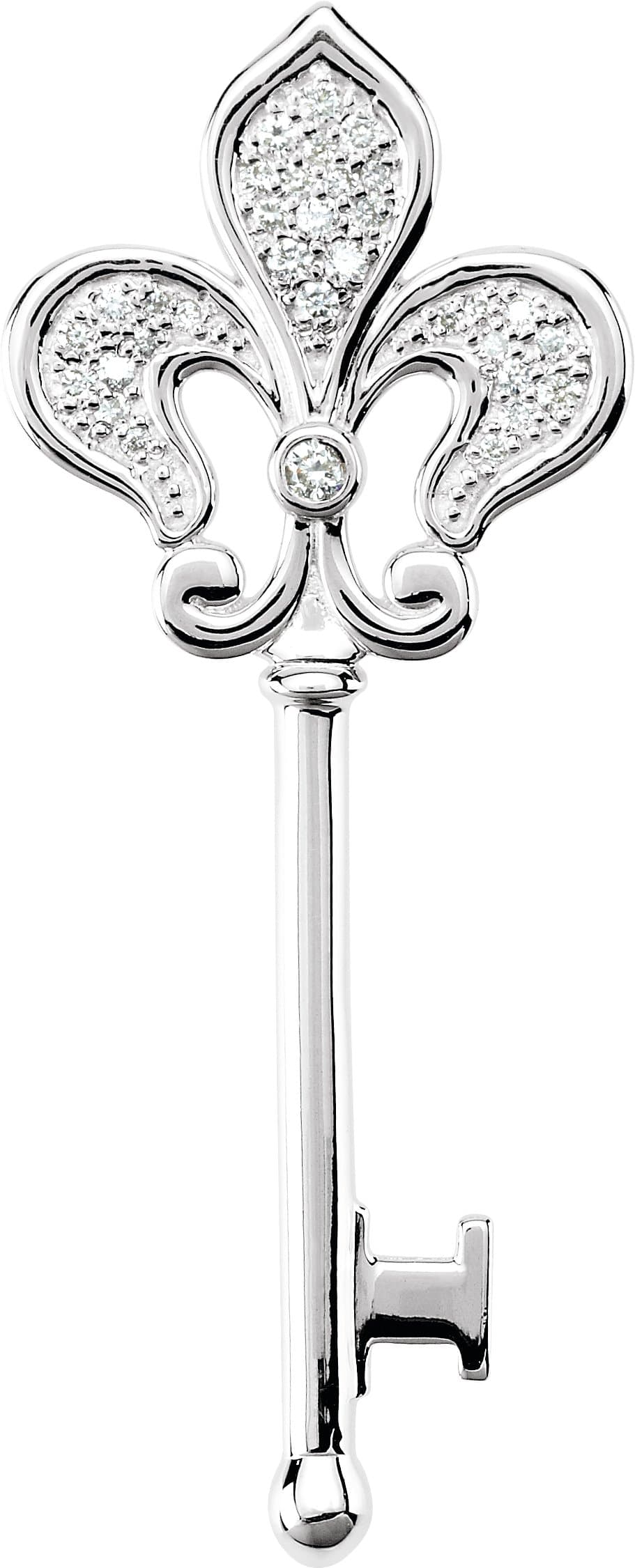 Sterling Silver 1/5 CTW Natural Diamond Fleur-de-lis Key Pendant
