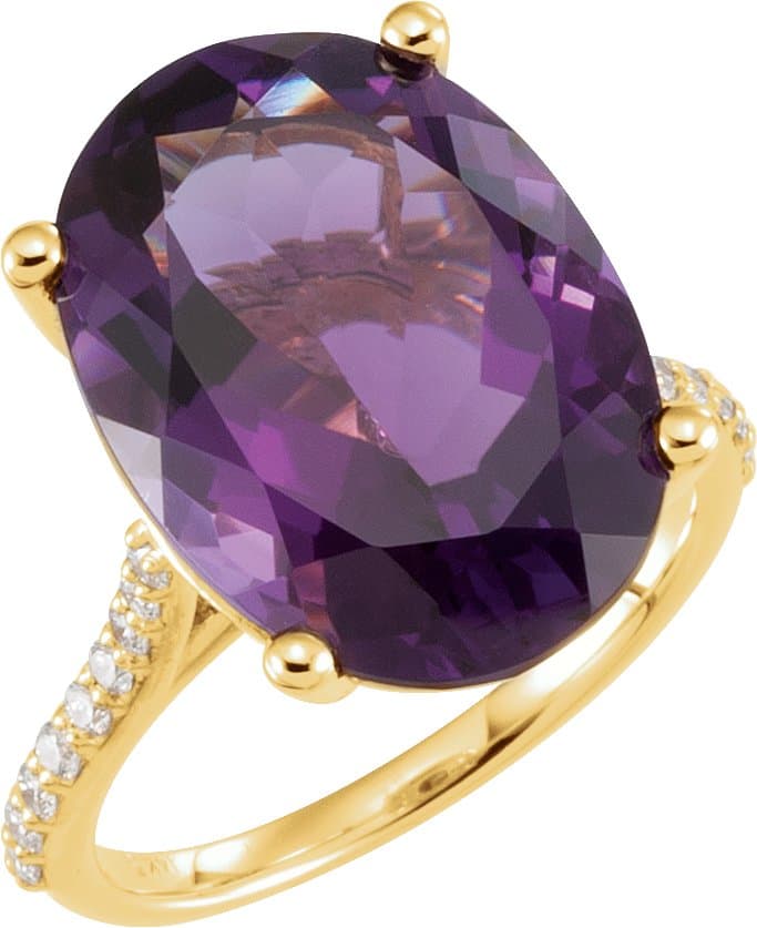 14K Rose Natural Amethyst & 1/4 CTW Natural Diamond Ring