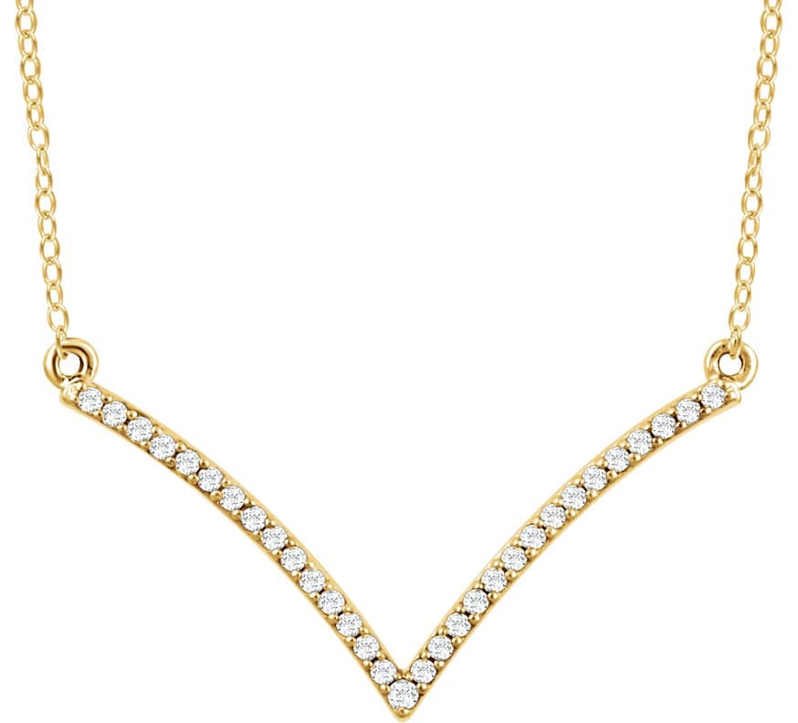 14K White 1/6 CTW Natural Diamond V 18 Necklace