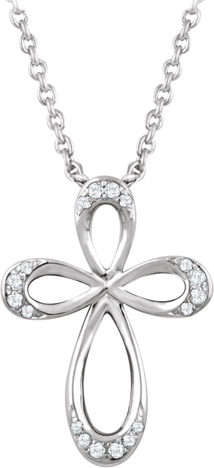 Sterling Silver 1/10 CTW Natural Diamond Cross 18 Necklace