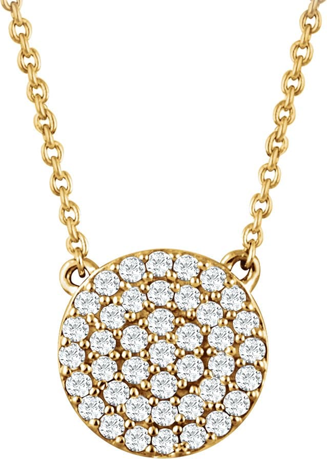 14K Yellow 1/3 CTW Natural Diamond Cluster 16-18 Necklace