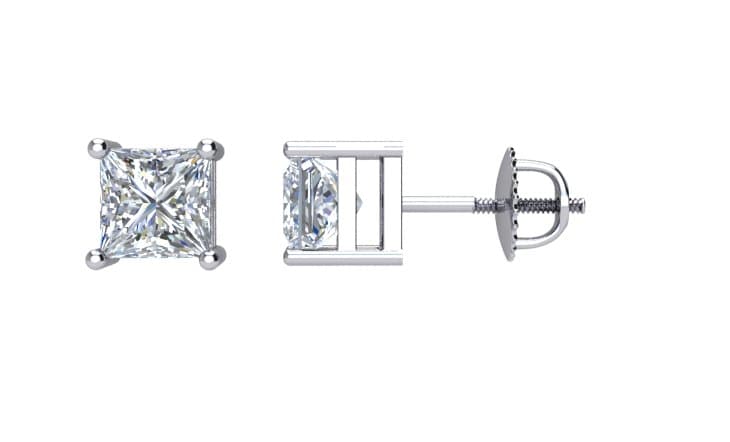 14K White 1 CT Natural Diamond Single Stud Earring