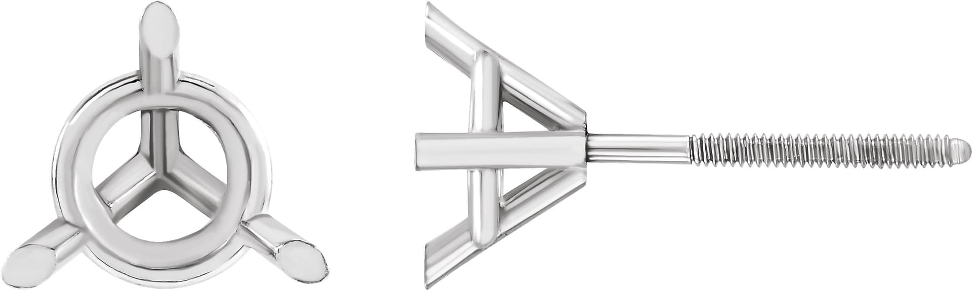 10K White Gold 10.5 mm Round 3-Prong Cocktail-Style Earring Mounting