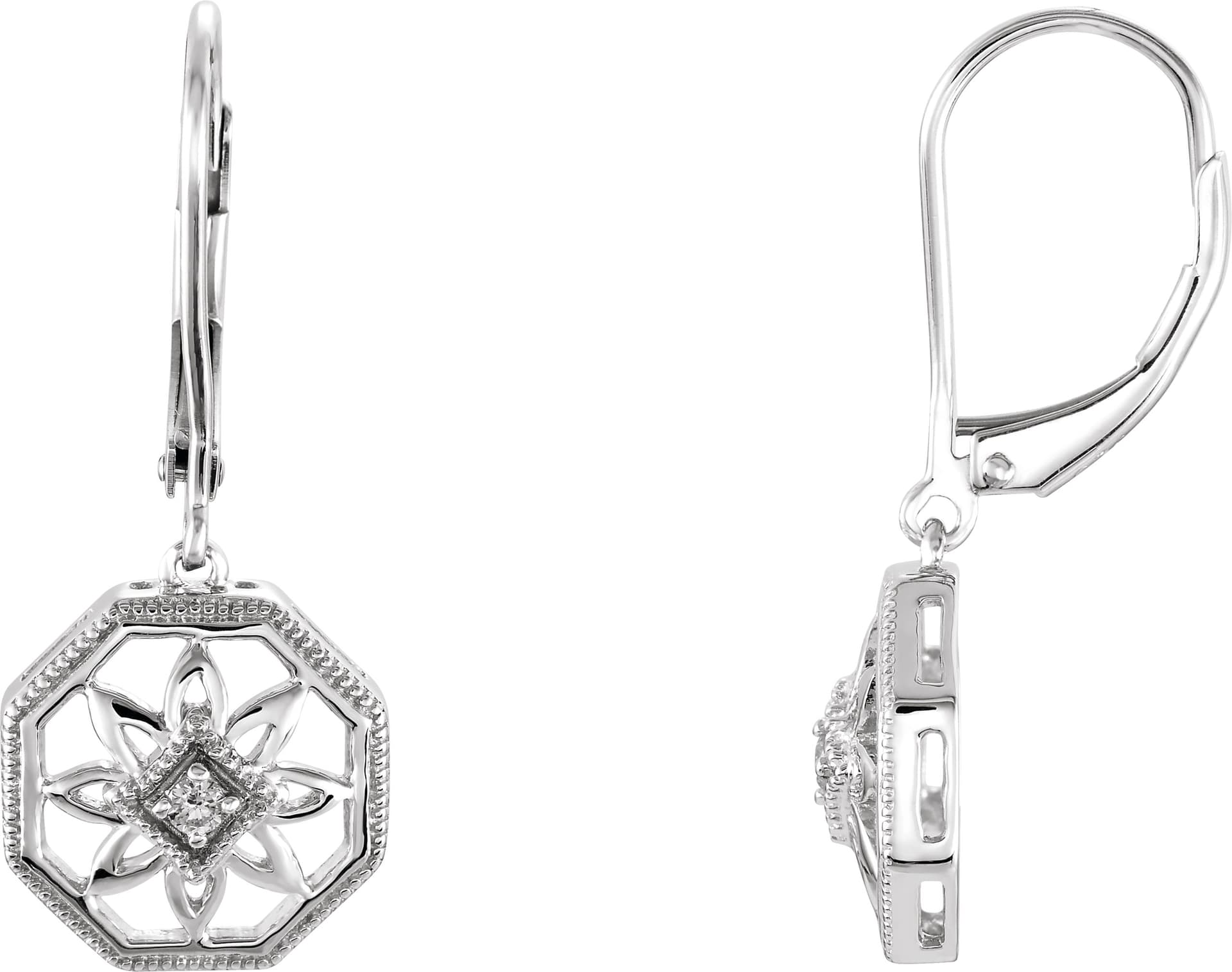 14K White .04 CTW Natural Diamond Filigree Earrings