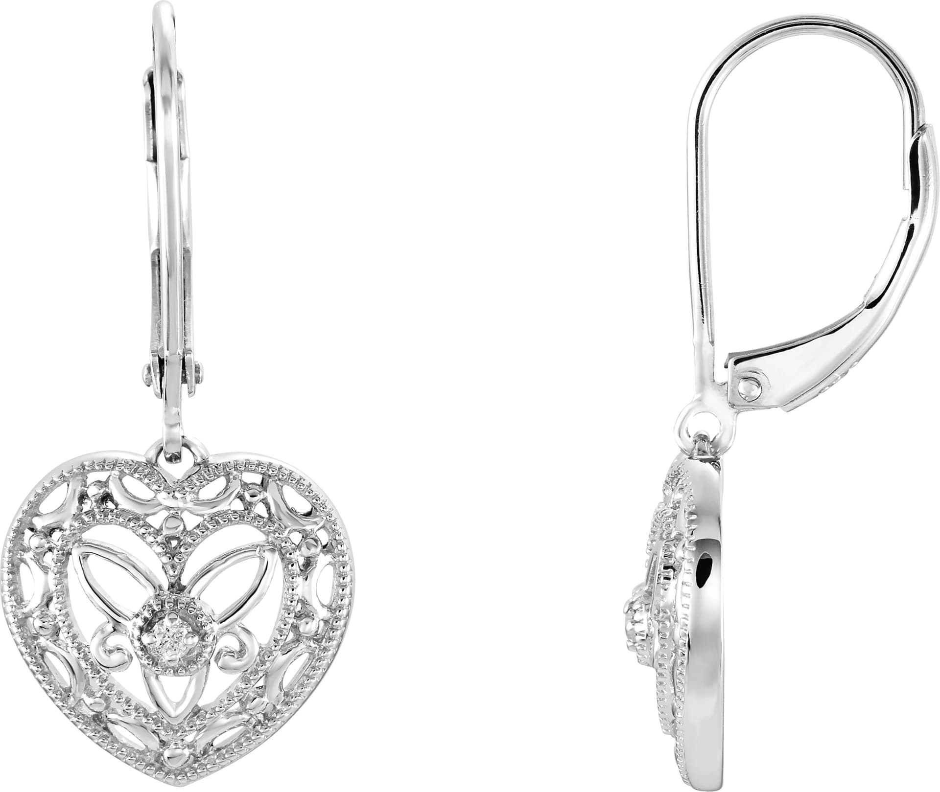 Granulated Filigree Heart Earrings view 1