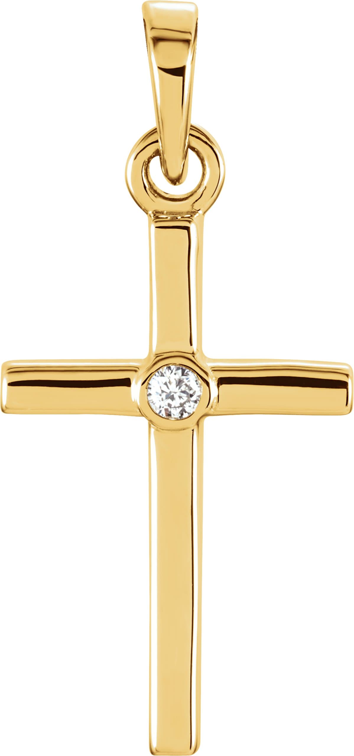 14K Rose .01 CT Natural Diamond Cross Pendant
